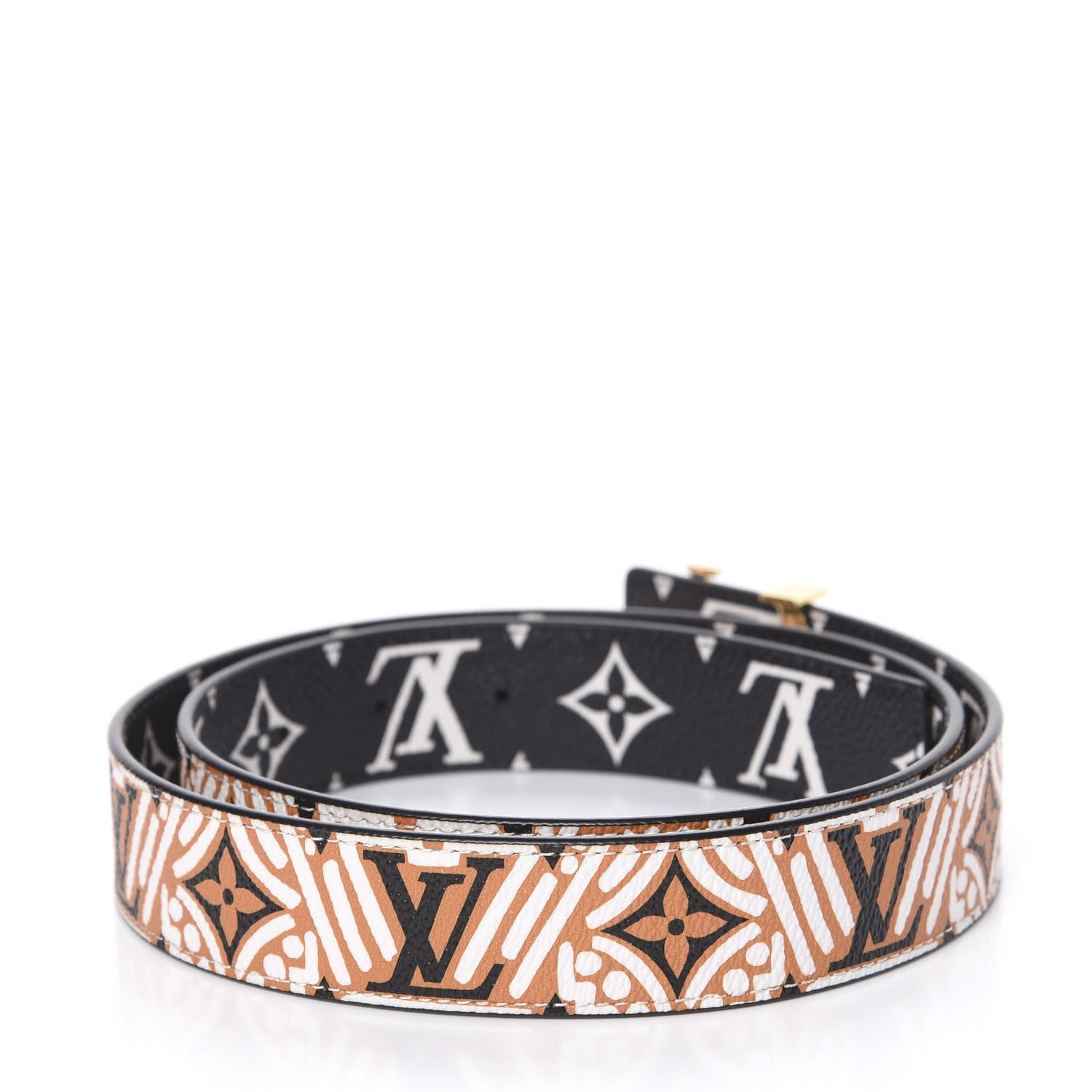 Louis Vuitton Monogram Crafty 30mm Iconic Reversible Belt 85 34 Caramel Cream Black 2 of 5
