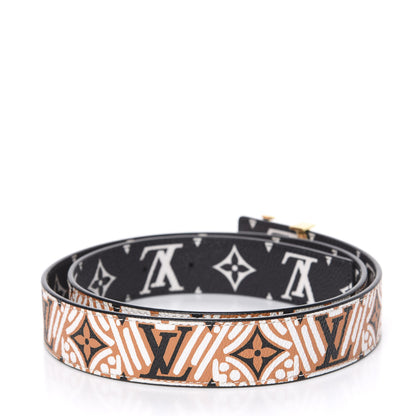 Louis Vuitton Monogram Crafty 30mm Iconic Reversible Belt 85 34 Caramel Cream Black 2 of 5