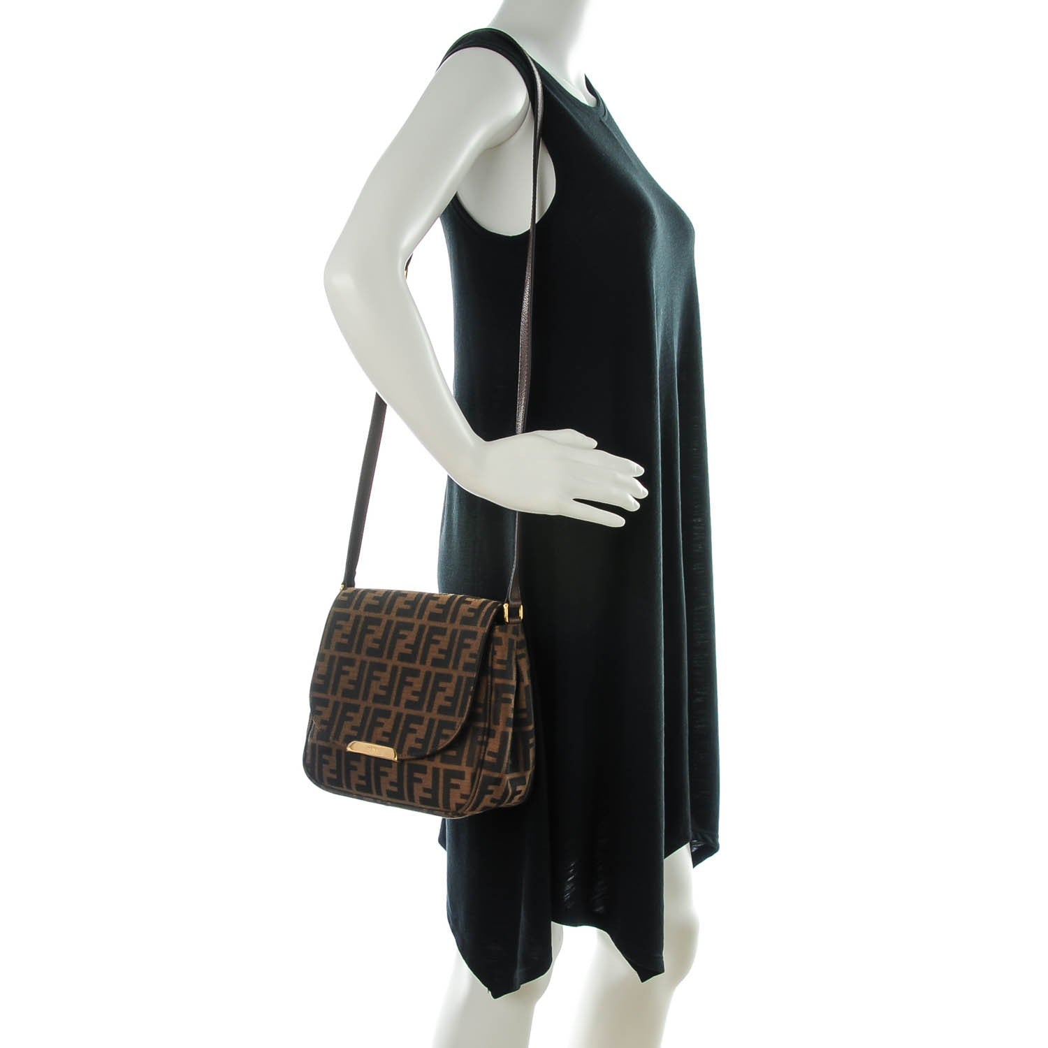 Fendi Zucca Vitello Artic Small Messenger Bag Tobacco Castagna 2 of 9