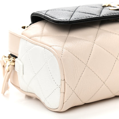 Chanel Goatskin Quilted Tri-Color Small In & Out Camera Case Black White Beige 9 of 10