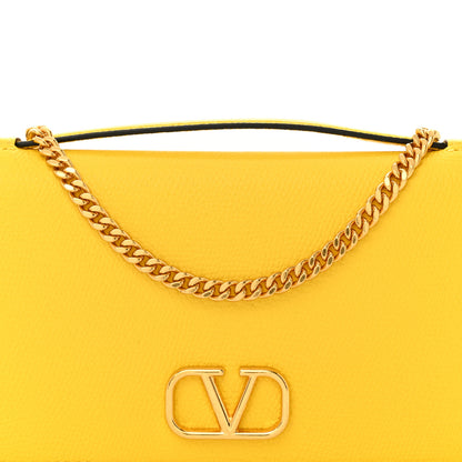 Valentino Garavani Grainy Calfskin VLogo Top Handle Wallet With Chain Bright Lemon 7 of 9