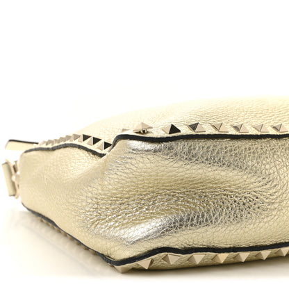 Valentino Garavani Metallic Pebbled Calfskin Small Rockstud Flip-Lock Messenger Bag Platino 8 of 9