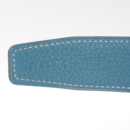Hermes Box Togo 32mm Reversible Belt Strap 85 Black Blue Jean 6 of 7