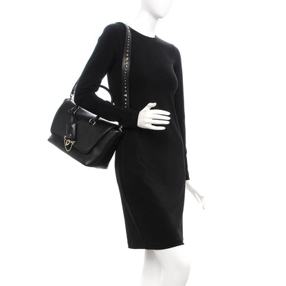 Valentino Garavani Calfskin Small Rockstud Demilune Double Handle Satchel Black 2 of 10