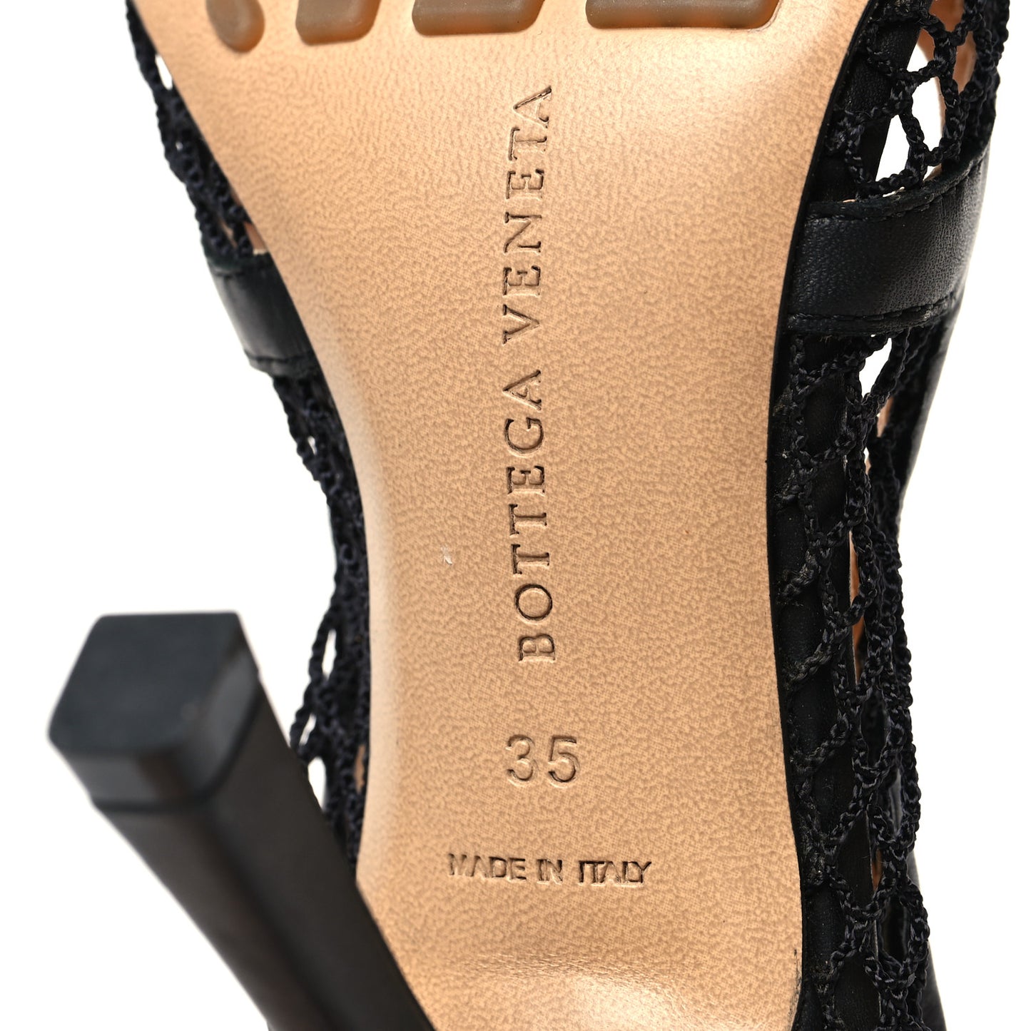 Mesh Calfskin Stretch Chain Strap 90mm Pumps 35 Black