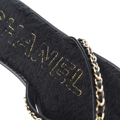 Chanel Lambskin CC Chain Thong Sandals 39 Black 9 of 14