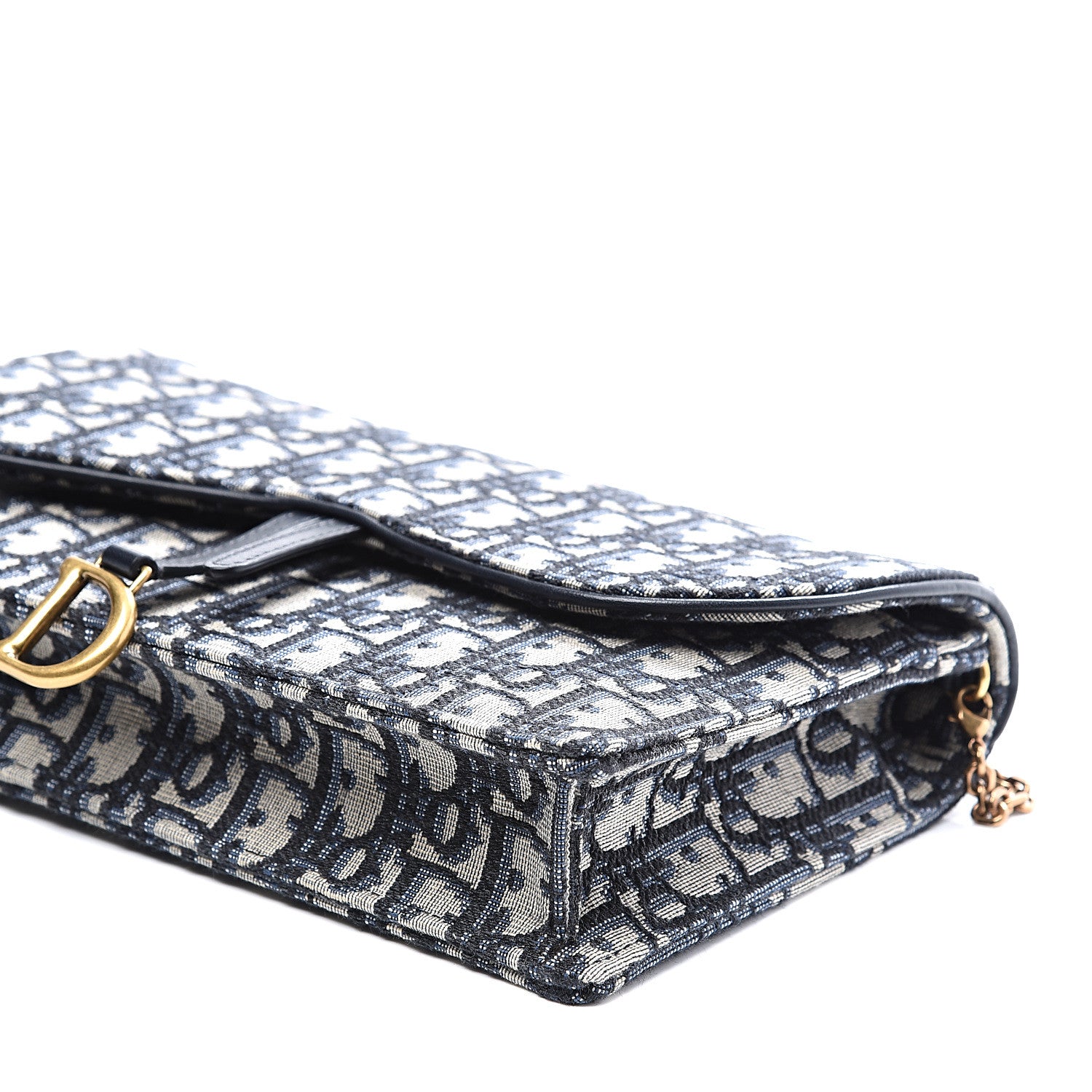 Christian Dior Oblique Saddle Chain Pouch Blue 7 of 9