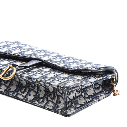 Christian Dior Oblique Saddle Chain Pouch Blue 7 of 9