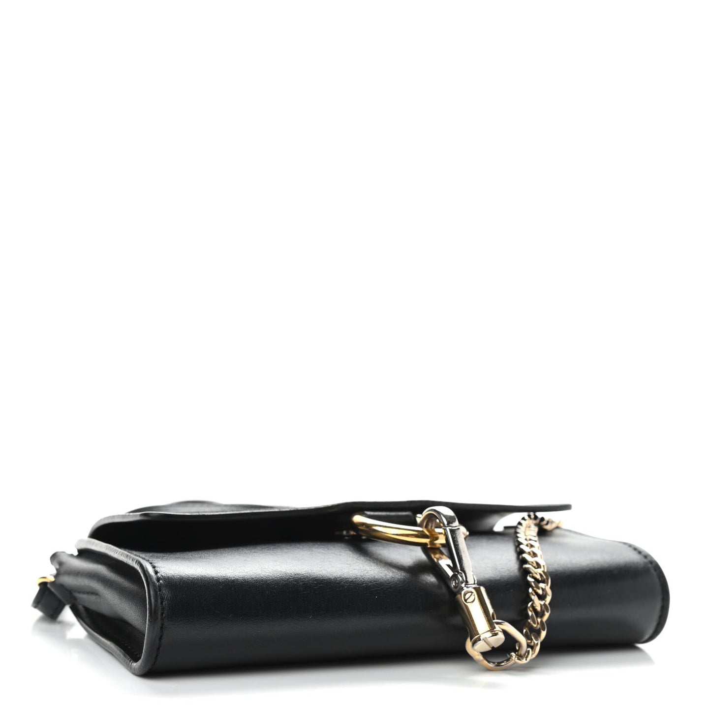 Suede Calfskin Faye Wallet On Strap Black