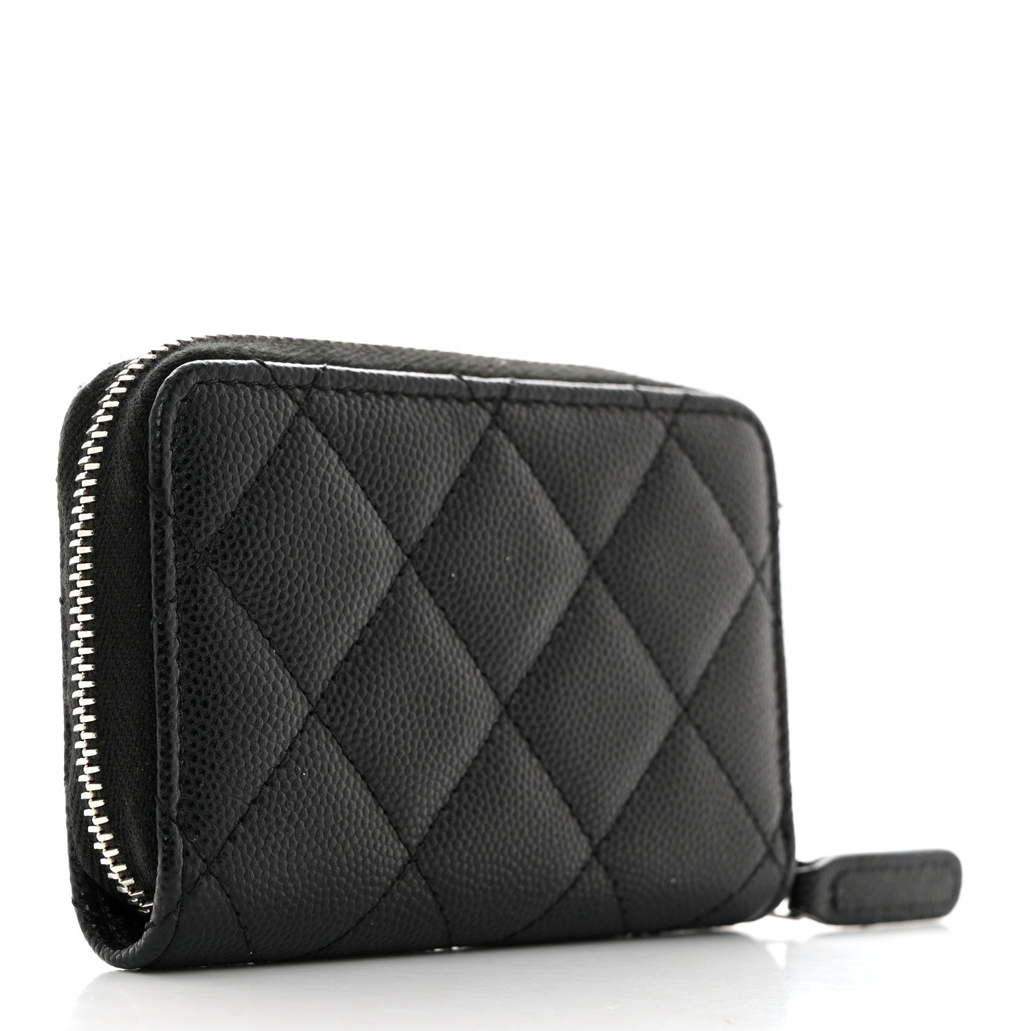 Chanel Caviar Quilted Coco Chanel Logo CC Zip Coin Purse Black 3 of 8