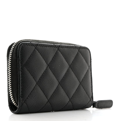 Chanel Caviar Quilted Coco Chanel Logo CC Zip Coin Purse Black 3 of 8