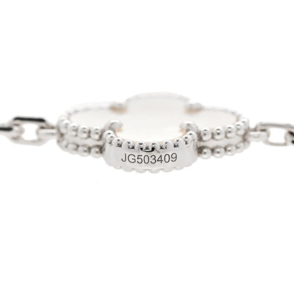 Van Cleef & Arpels 18K White Gold Mother of Pearl 10 Motifs Vintage Alhambra Necklace 6 of 6