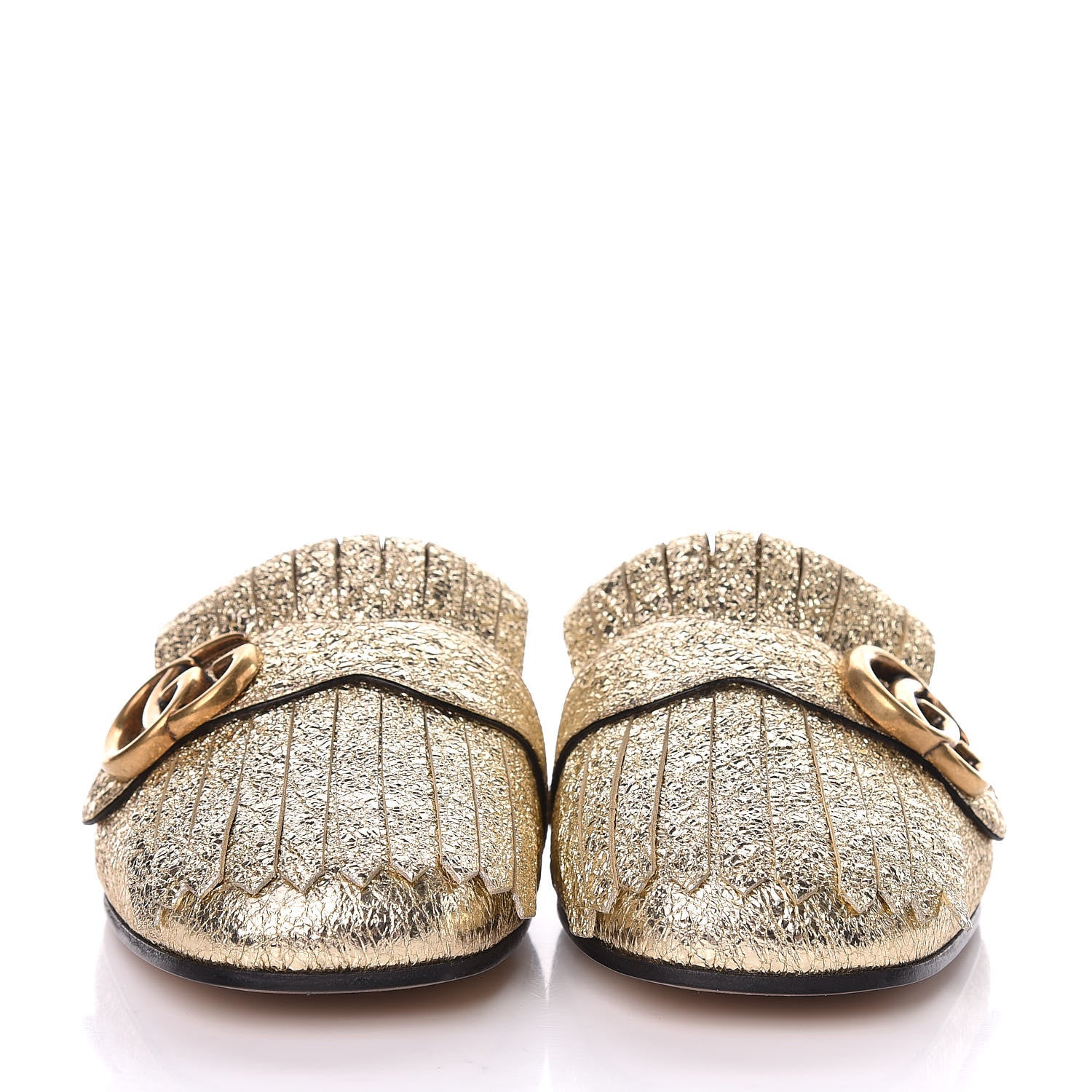 Gucci Galassia Womens GG Marmont Fringe Slippers 39 Platino 2 of 8