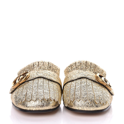 Gucci Galassia Womens GG Marmont Fringe Slippers 39 Platino 2 of 8