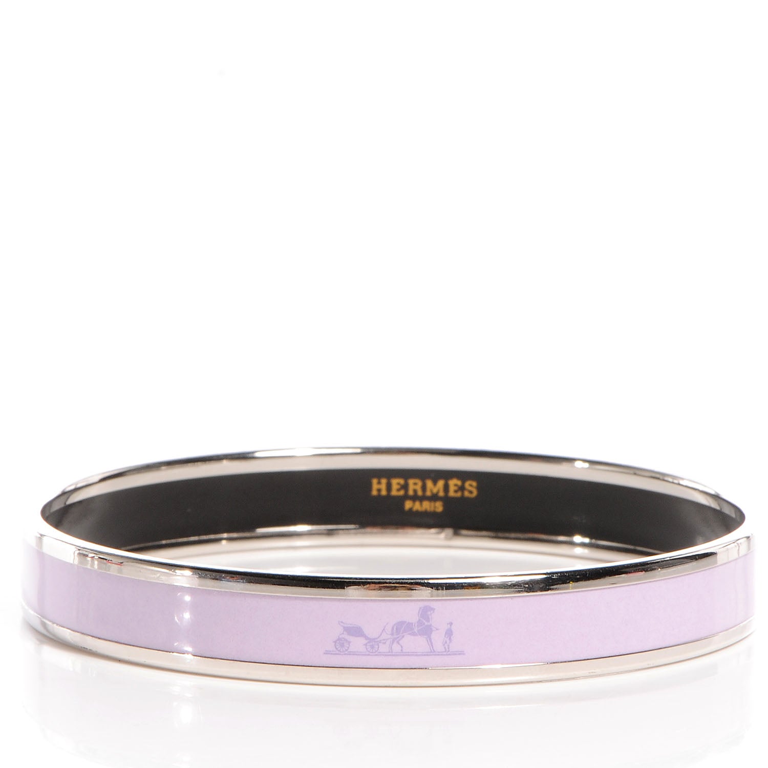 Hermes Printed Enamel Caleche Narrow Bracelet 70 Purple 3 of 5