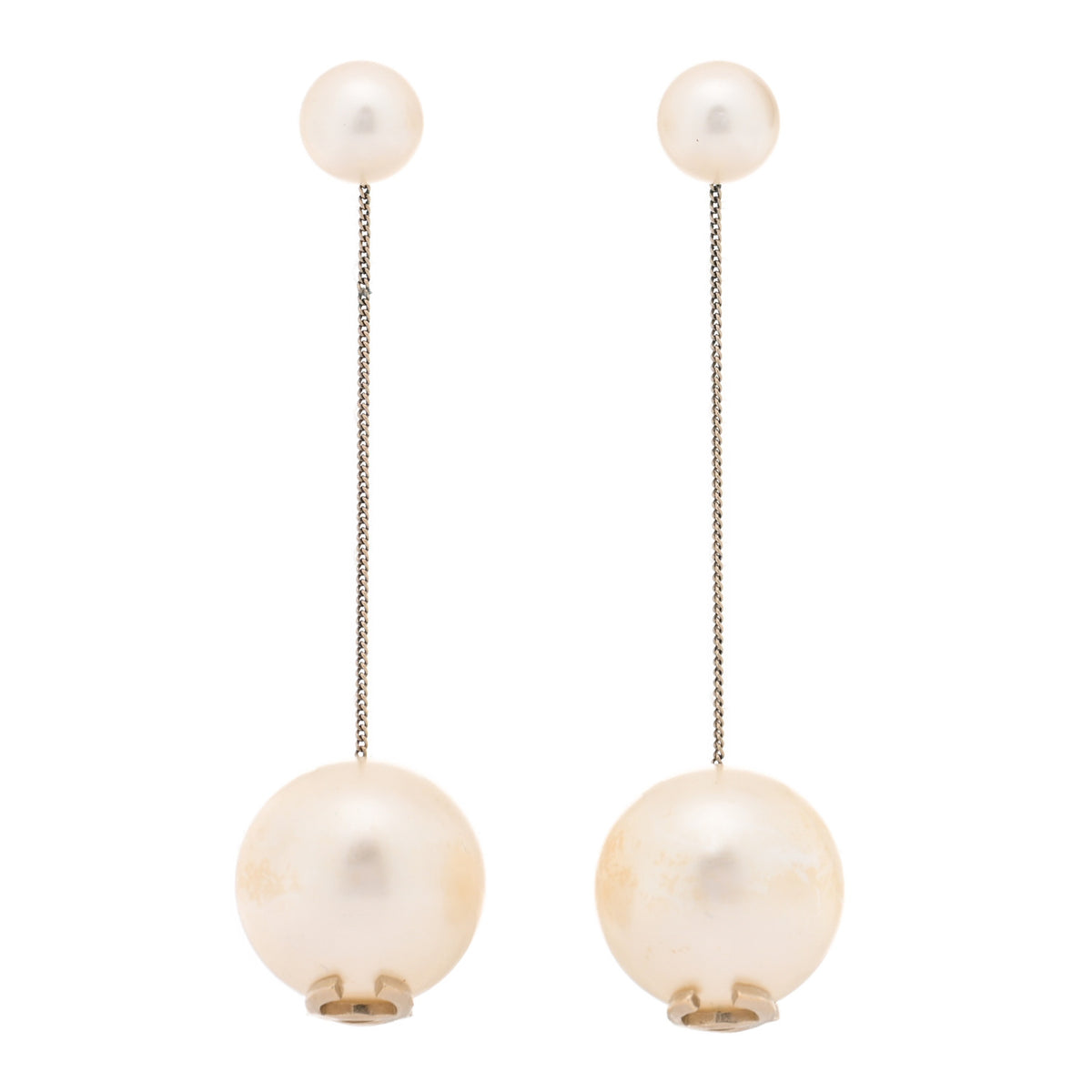 Chanel Pearl CC Chain Drop Earrings Gold 1 of 4