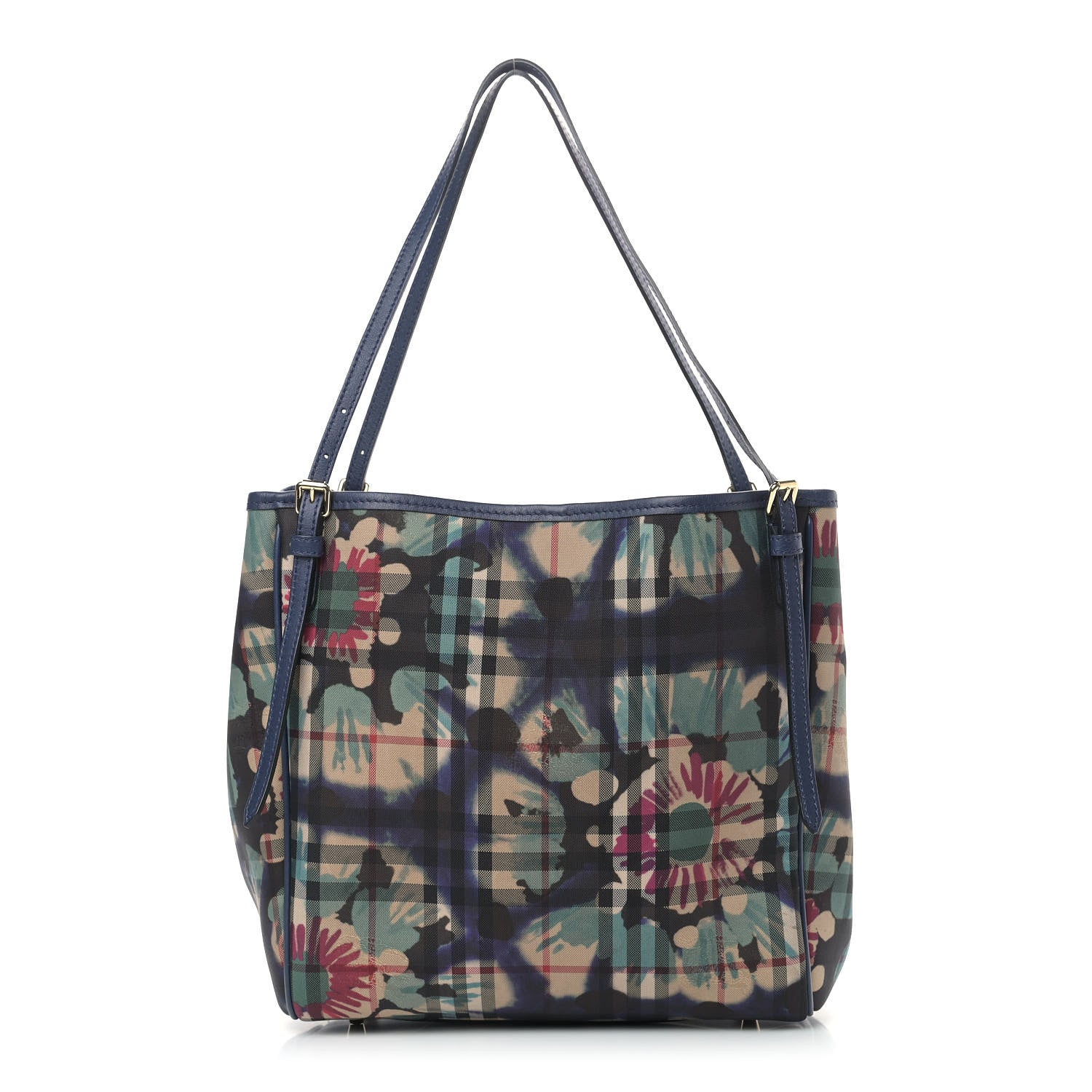 Burberry Haymarket Check Floral Print Small Canterbury Tote Mineral Blue 1 of 9