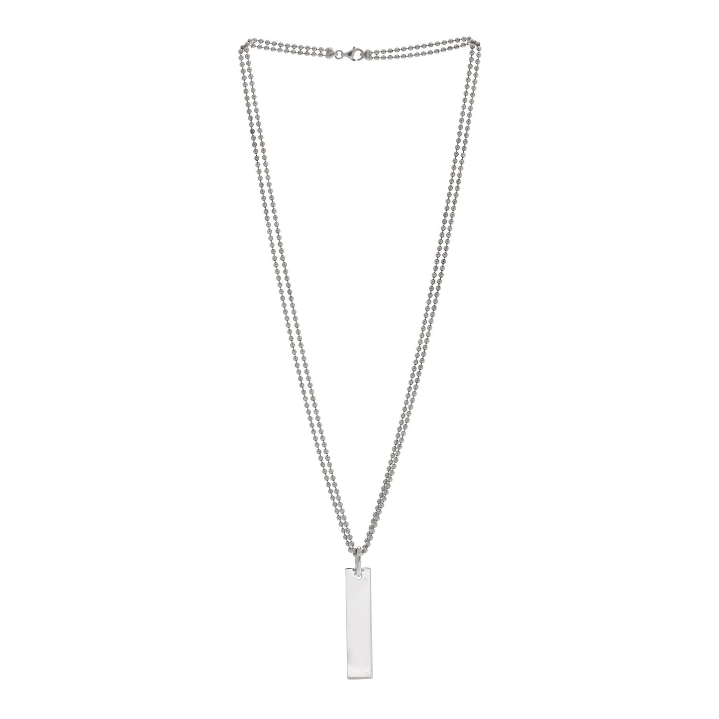 Sterling Silver  Double Bead Bar Pendant Necklace