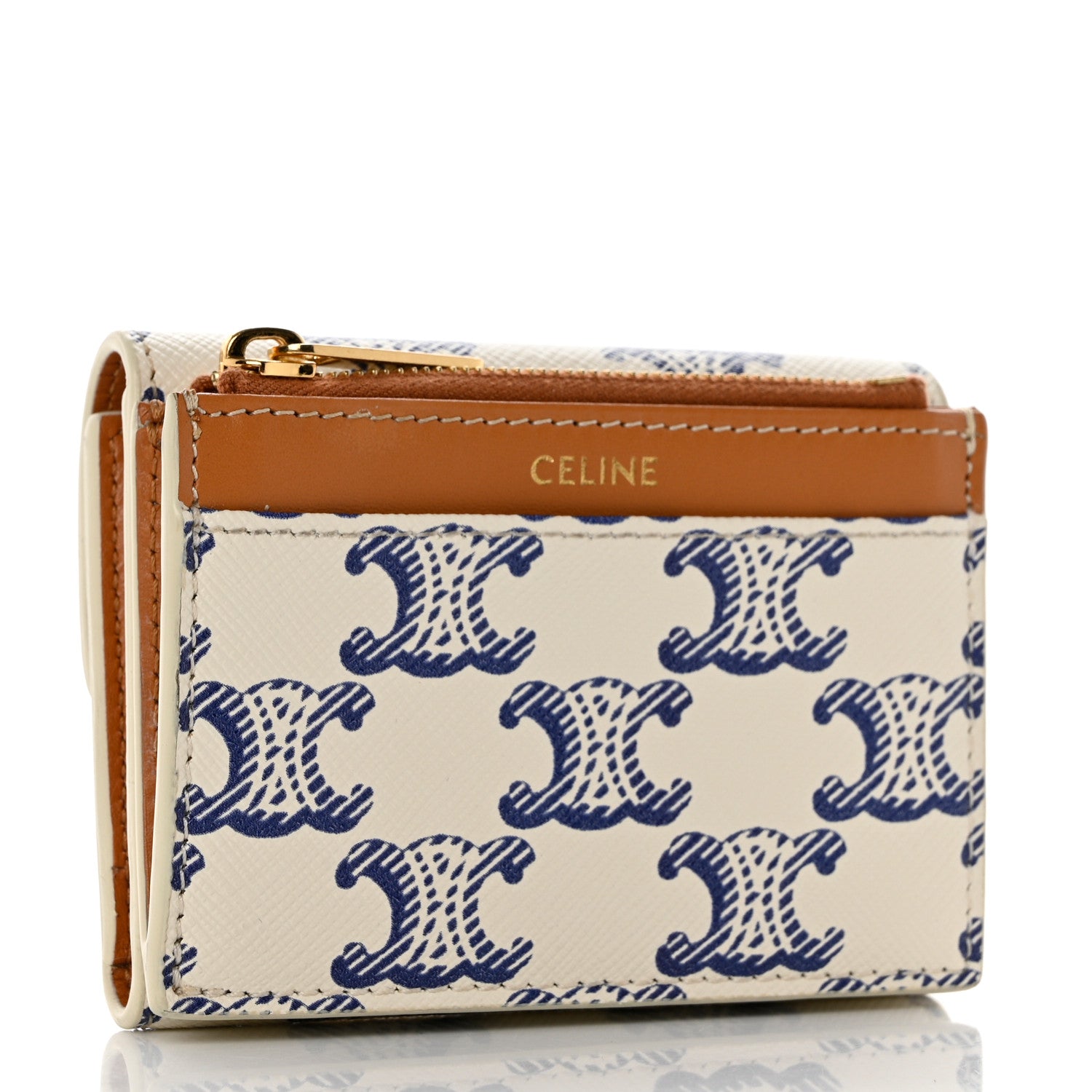 Celine Triomphe Canvas Compact Wallet With Coin Purse White 3 of 9