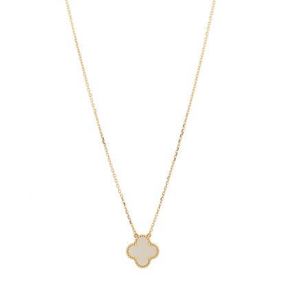 Van Cleef & Arpels 18K Yellow Gold Mother of Pearl Vintage Alhambra Pendant Necklace 1 of 6