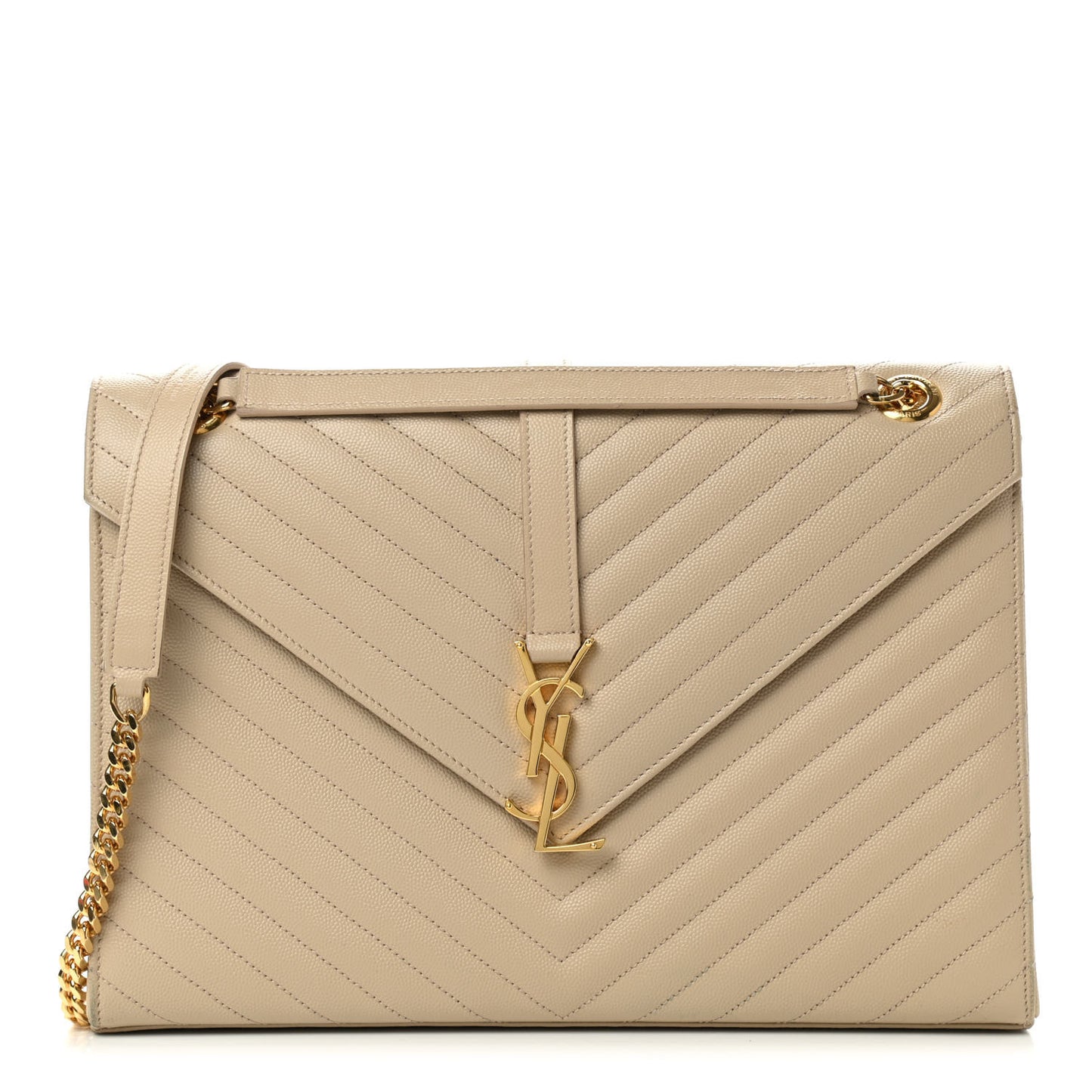 Grain De Poudre Matelasse Chevron Large Monogram Satchel Dark Beige