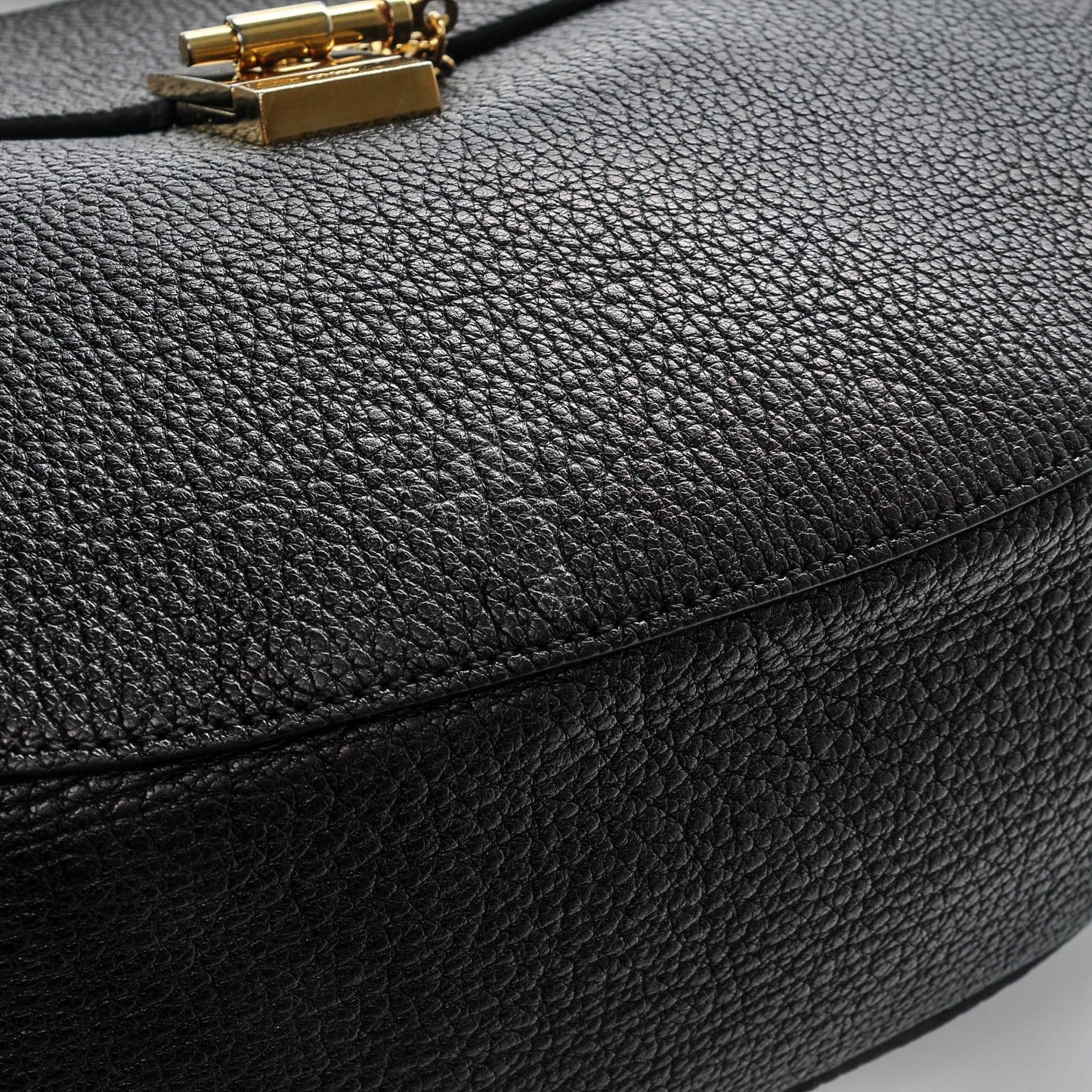 Grained Lambskin Large Drew Shoulder Bag Black
