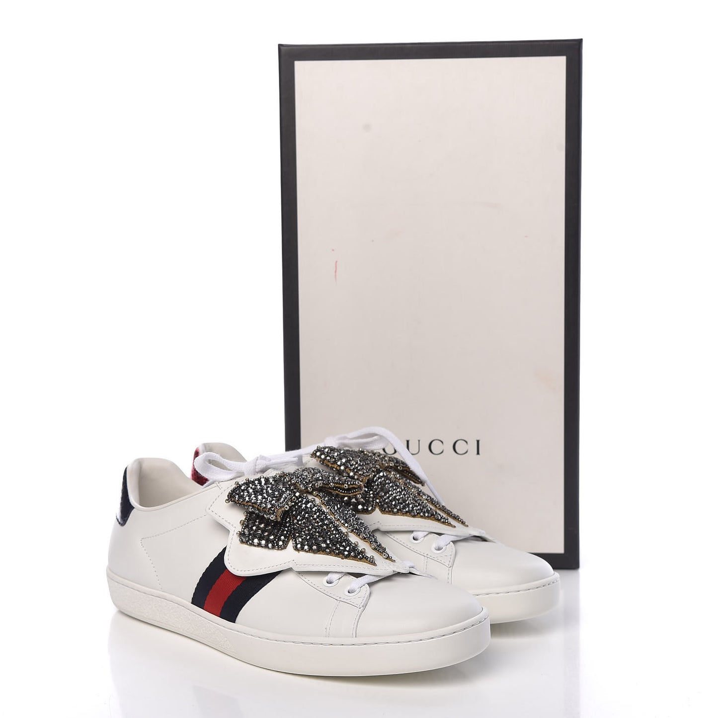 Calfskin Ayers Web Womens Ace Bow Lace Sneakers 40.5 White