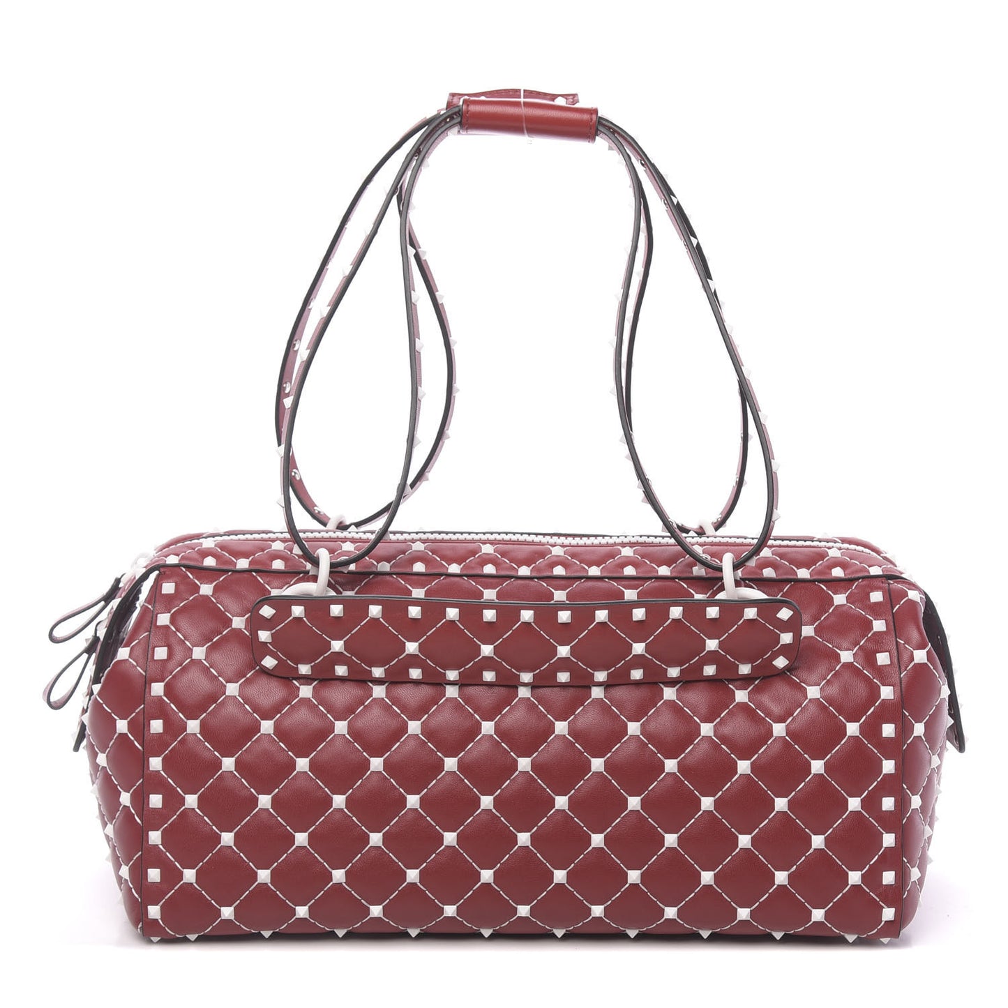 Lambskin Free Rockstud Spike Duffle Bag Rosso Valentino