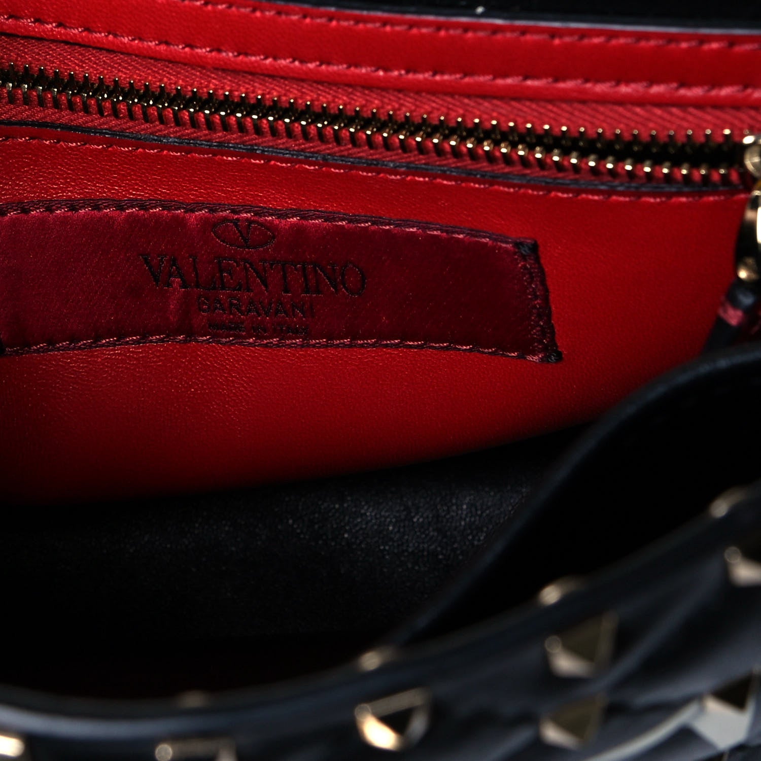 Valentino Garavani Lambskin VLTN Print Medium Rockstud Spike Shoulder Bag Black 6 of 10