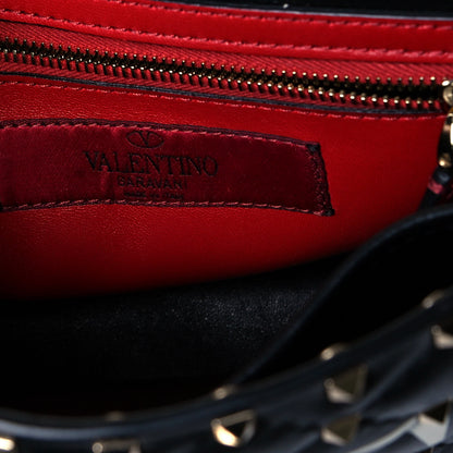 Valentino Garavani Lambskin VLTN Print Medium Rockstud Spike Shoulder Bag Black 6 of 10