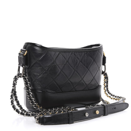 Chanel Aged Calfskin Quilted Small Gabrielle Hobo Black 3 of 11