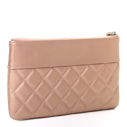 Chanel Metallic Caviar Quilted Vintage Mademoiselle Cosmetic Case Pink 3 of 7