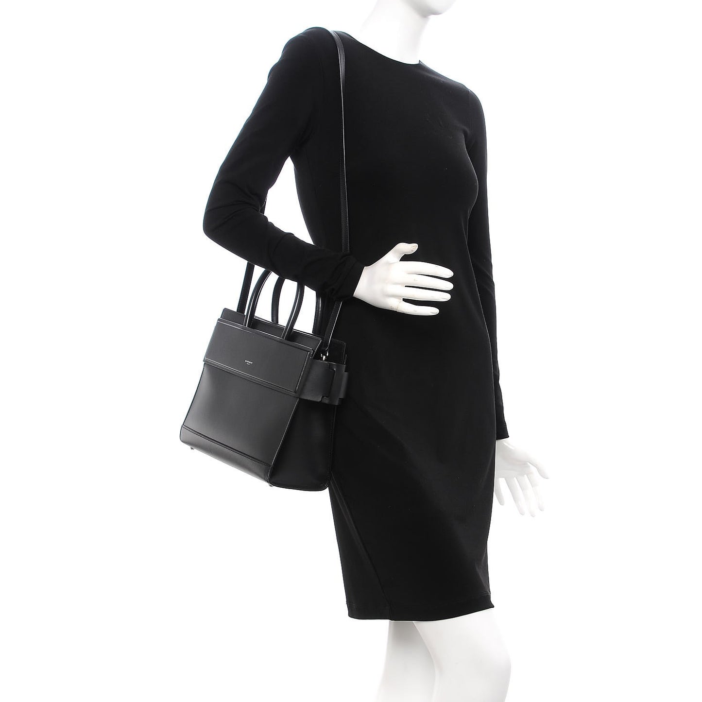 Smooth Calfskin Small Horizon Satchel Black