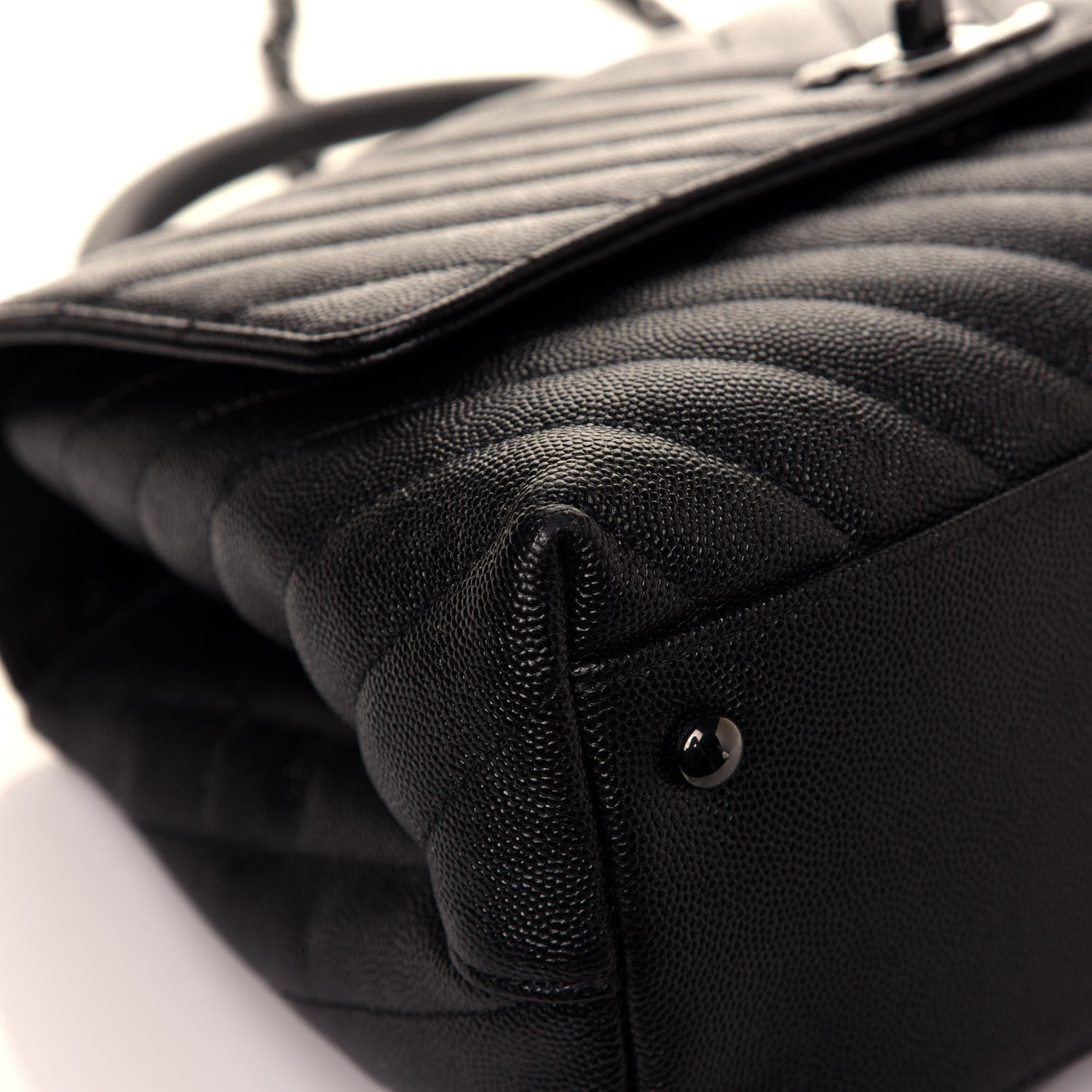 Chanel Caviar Chevron Quilted Small Coco Handle Flap So Black 9 of 13