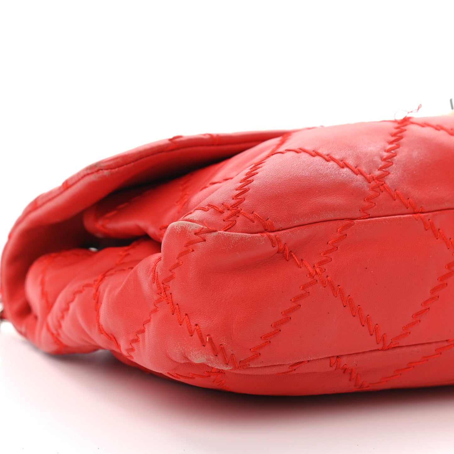 Lambskin Ultimate Stitch Maxi Flap Red