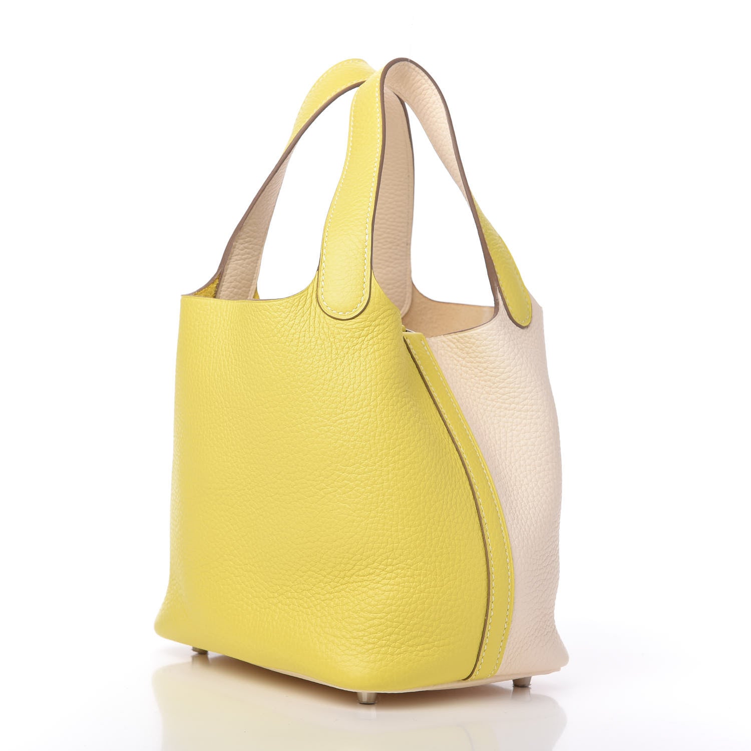 Hermes Taurillon Clemence Casaque Picotin Lock 18 PM Lime Nata 3 of 10