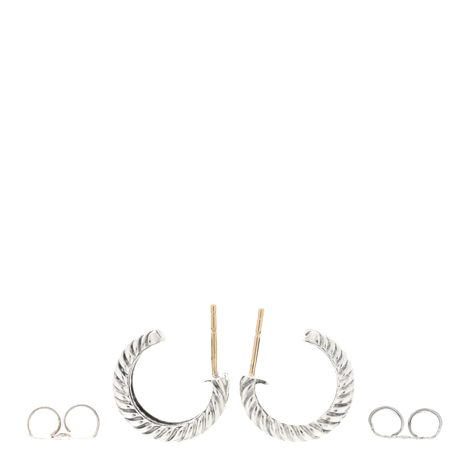 David Yurman Sterling Silver 14K Yellow Gold 16mm Cable Classics Hoop Earrings 3 of 5