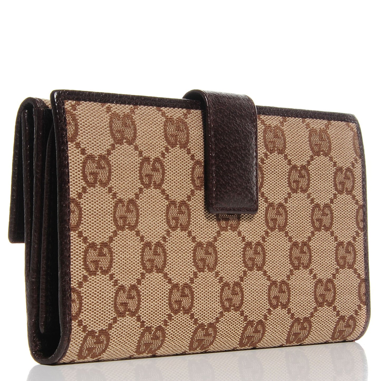 Monogram Metal Bar Continental Flap Wallet Beige Ebony Dark Brown