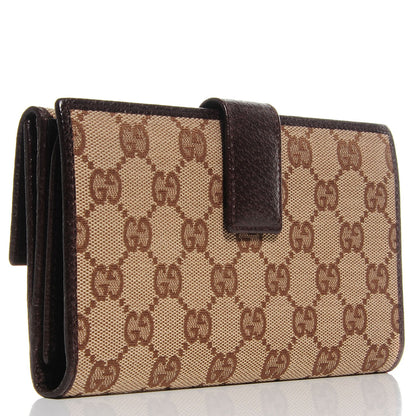 Gucci Monogram Metal Bar Continental Flap Wallet Beige Ebony Dark Brown 3 of 7