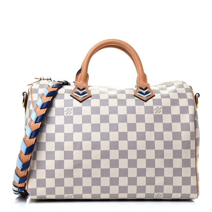 Louis Vuitton Damier Azur Braided Speedy Bandouliere 30 Blue 1 of 4