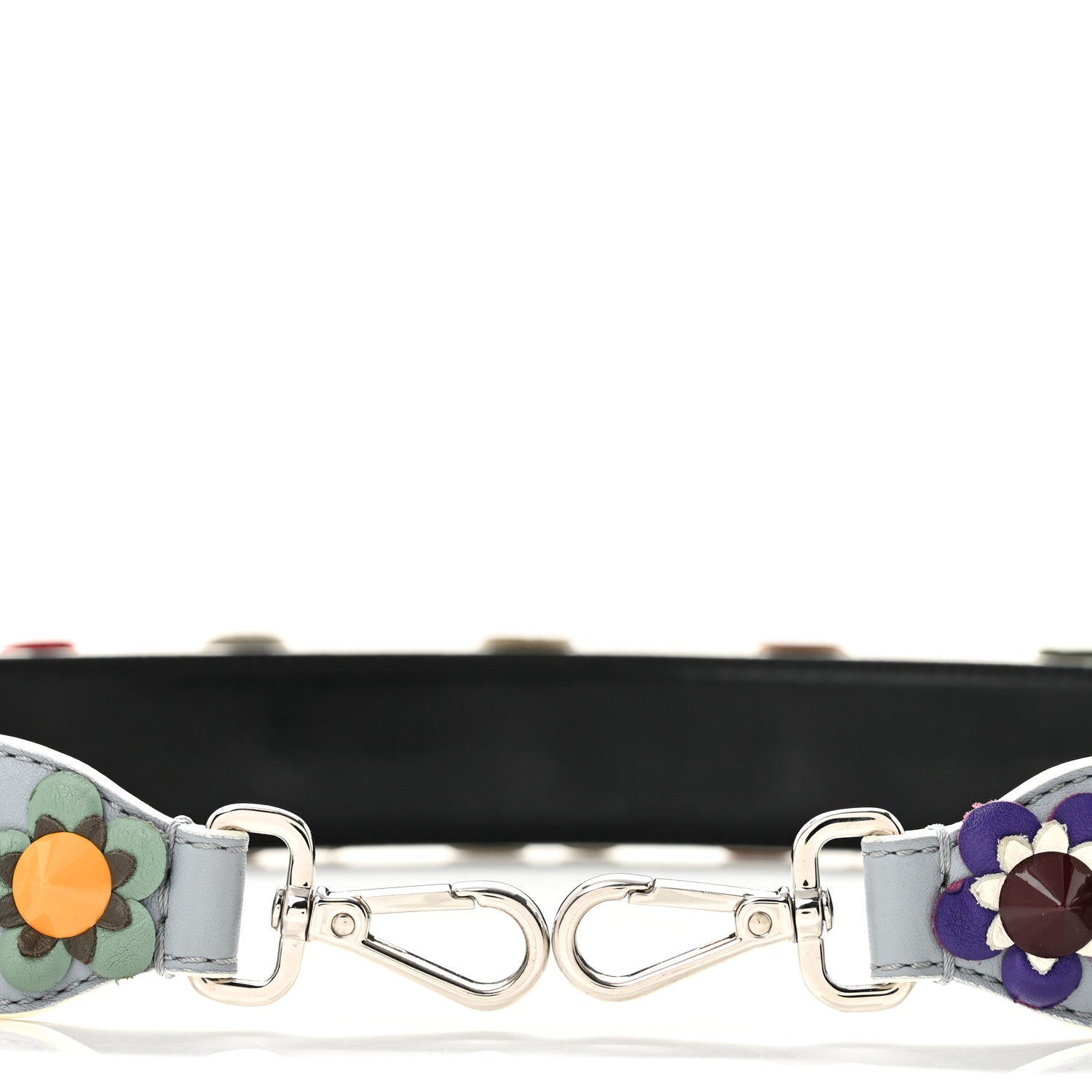 Fendi Vitello Dolce Flowerland Studded Strap You Polvere Black Multicolor 3 of 6