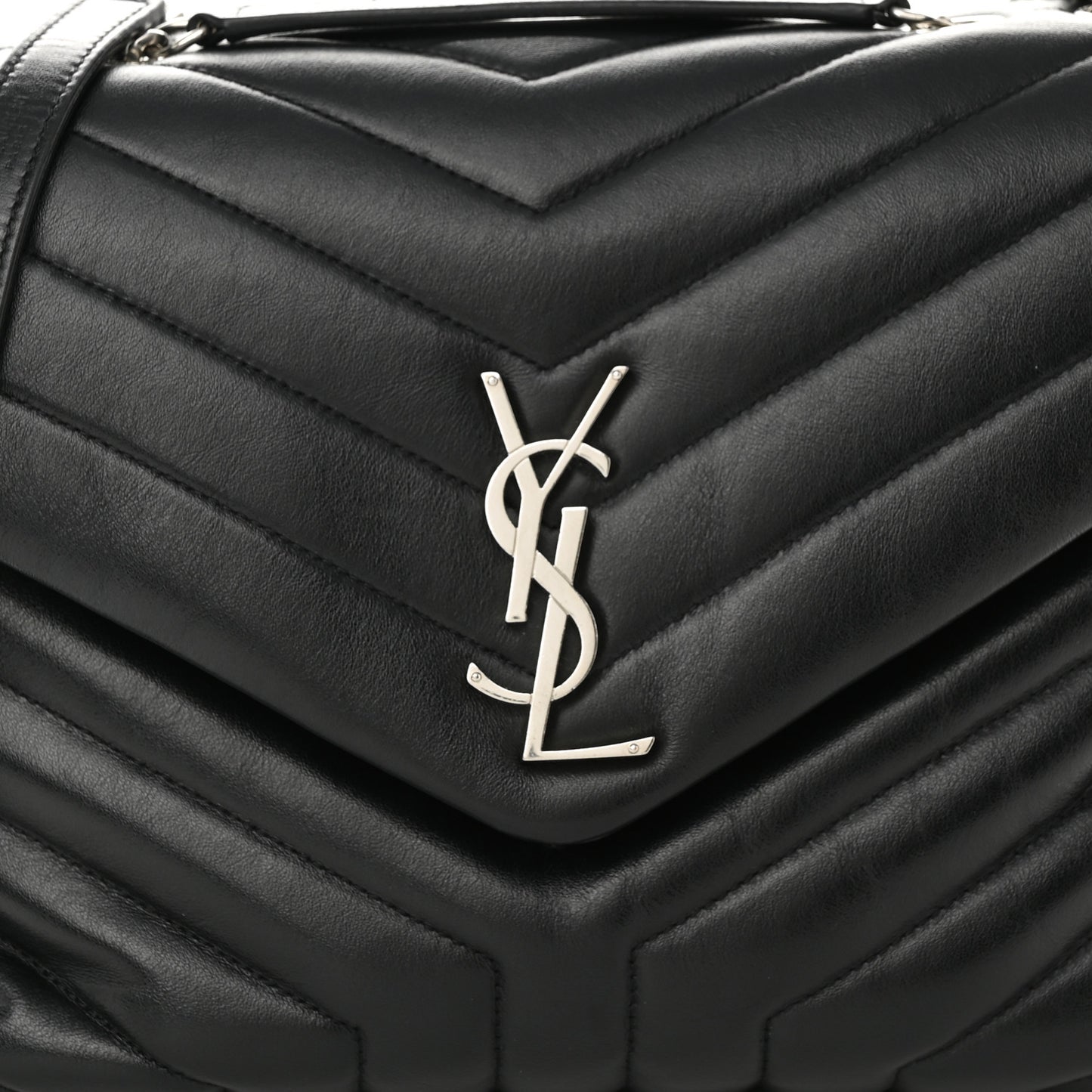 Calfskin Y Quilted Monogram Medium Loulou Chain Satchel Black