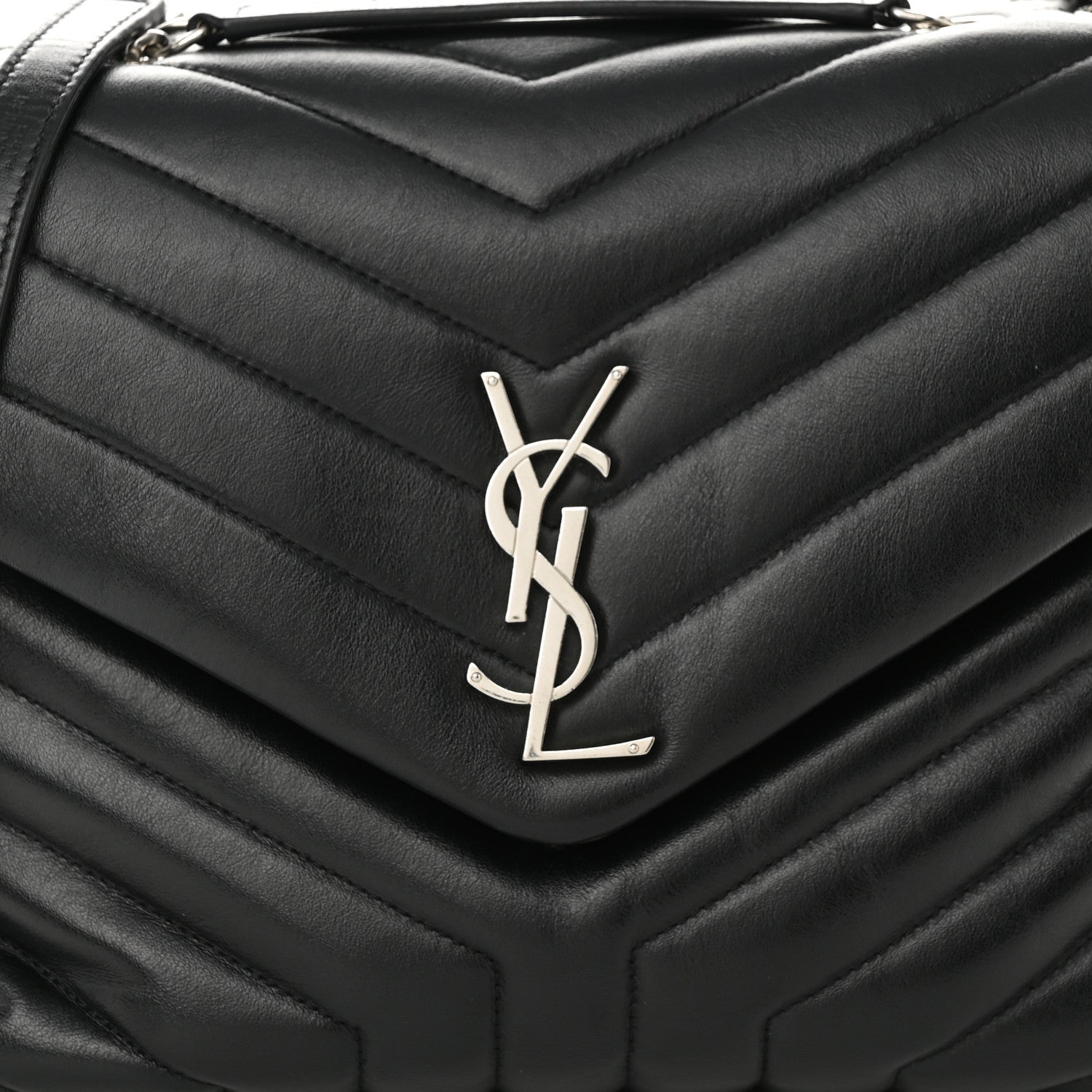 Saint Laurent Calfskin Y Quilted Monogram Medium Loulou Chain Satchel Black 9 of 11