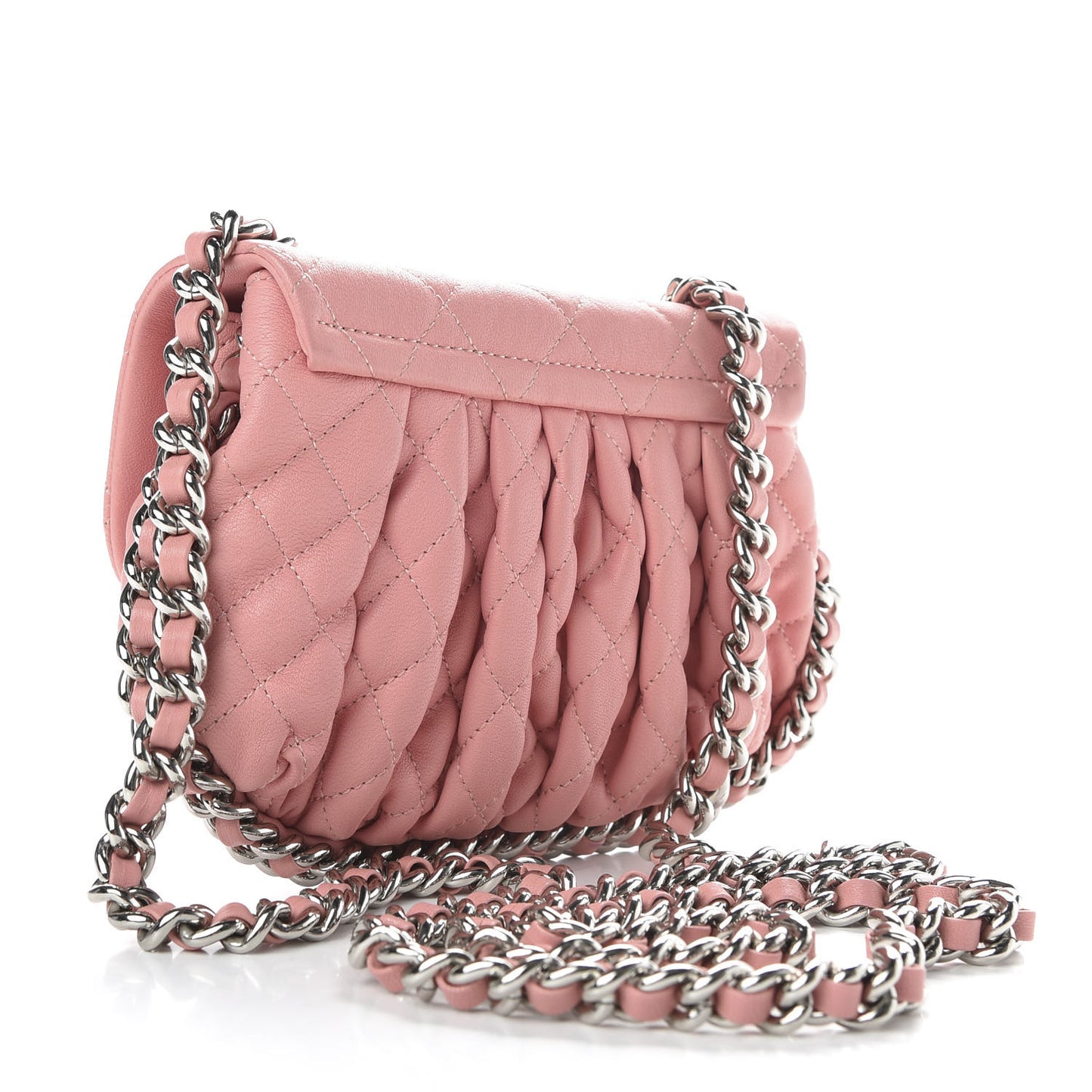 Washed Lambskin Quilted Mini Chain Around Messenger Pink