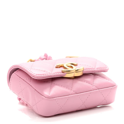 Chanel Lambskin Lacquered Metal Quilted Flap Chain Belt Bag Pink 4 of 11