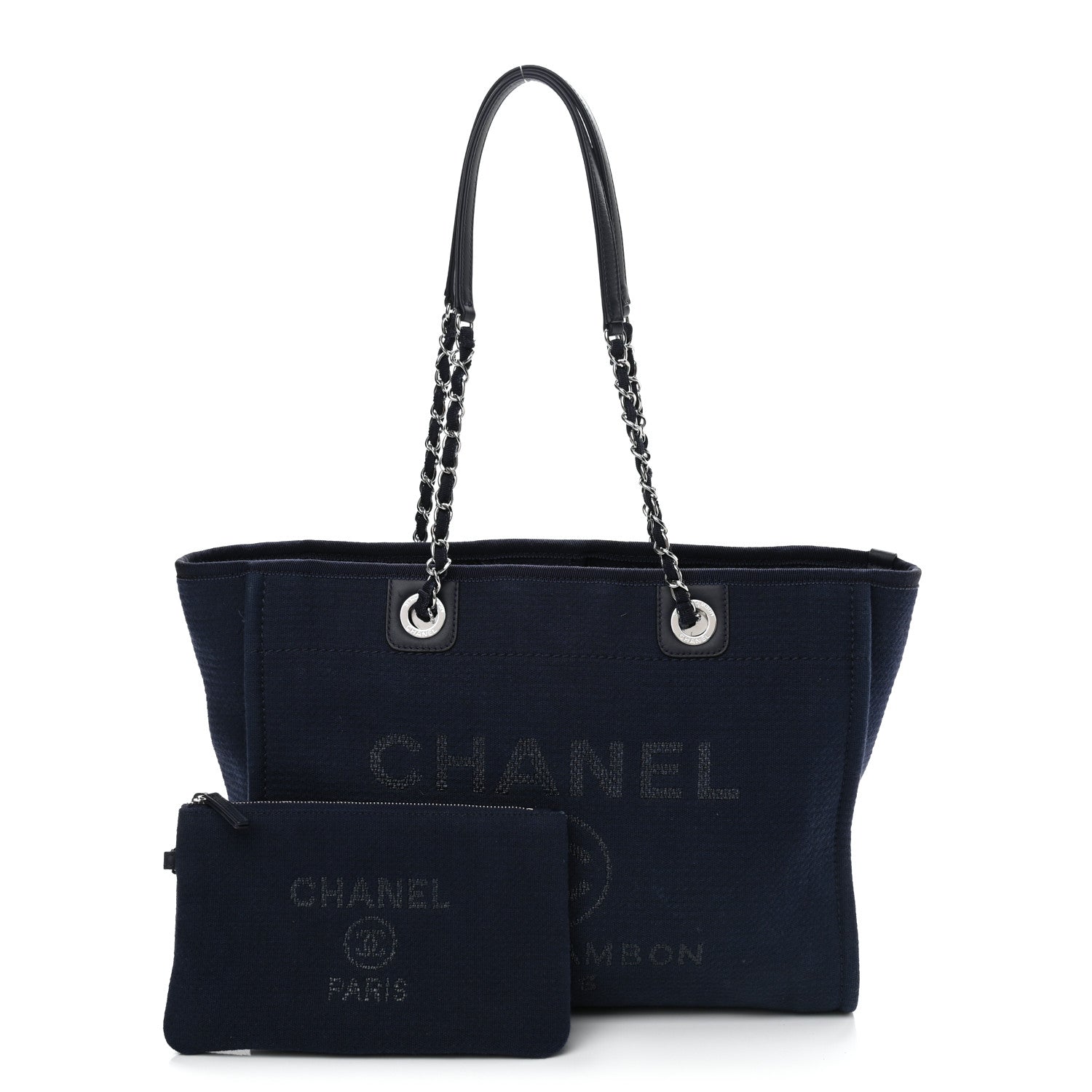 Chanel Mixed Fibers Small Deauville Tote Navy 1 of 11