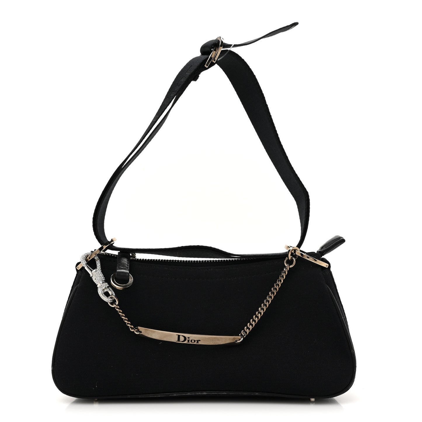 Silk Jersey Crystal Hardcore Shoulder Bag Black