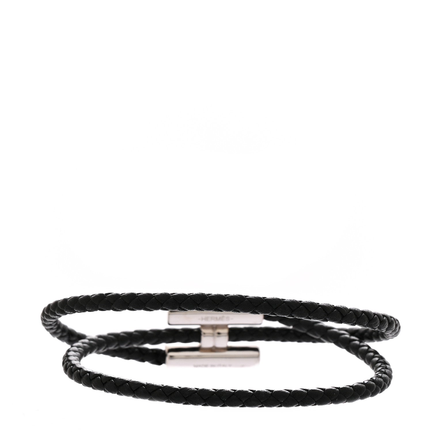 Hermes Swift Double Wrap Cord Tournis Tresse Bracelet  Black 3 of 4