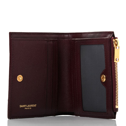 Saint Laurent Grain De Poudre Matelasse Chevron Monogram Zipped Card Case Rouge Legion 5 of 7