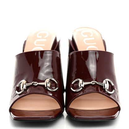 Gucci Patent Lexi Horsebit High-Heel Slide Sandals  39 Bordeaux 2 of 9
